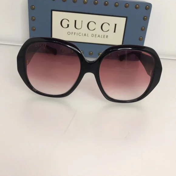 Gucci Sunglasses Women's GG0796S 002 Black/Red Gradient - Picture 13 of 16